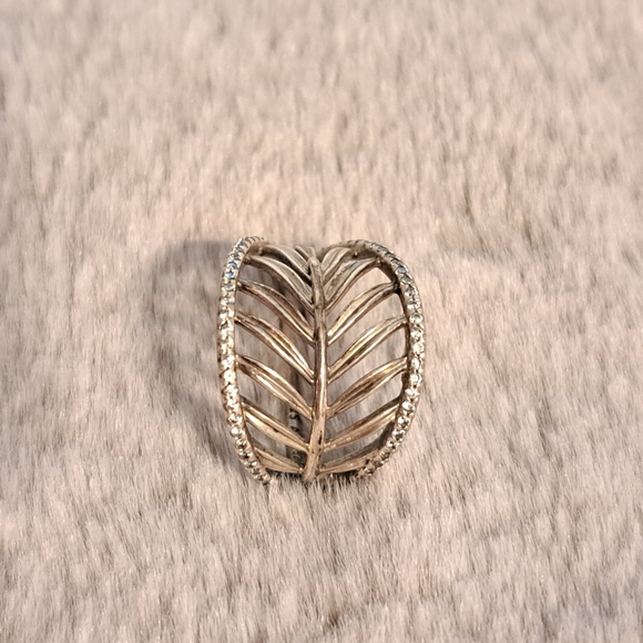 Pandora sz 6 tropical palm leaf ring 925 ALE 52 sterling silver CZ - Picture 4 of 12
